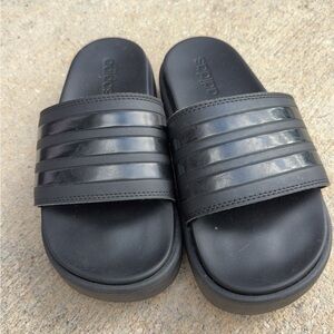 Adidas Black Slide Sandal Flip Flop Women’s Size 8 Wedges